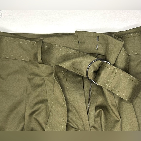 Banana Republic Womens 8 Cruz Pleated Wide Leg Chino Pants Olive Green Belted - Picture 14 of 16
